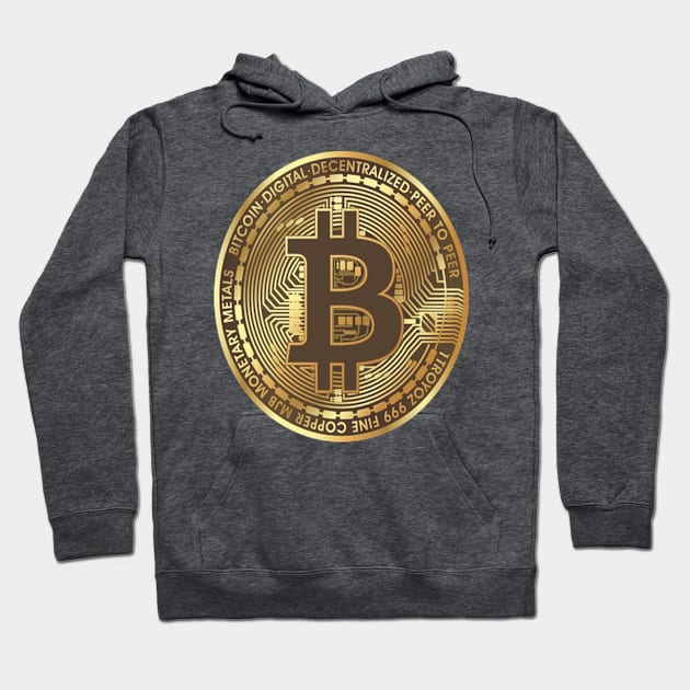 Gold Bitcoin Hoodie by ompongeth